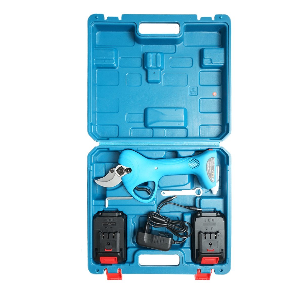 Foarfeca de gradina electrica 970W cu 2 acumulatori Li-ion 21V, diametru 0-30mm